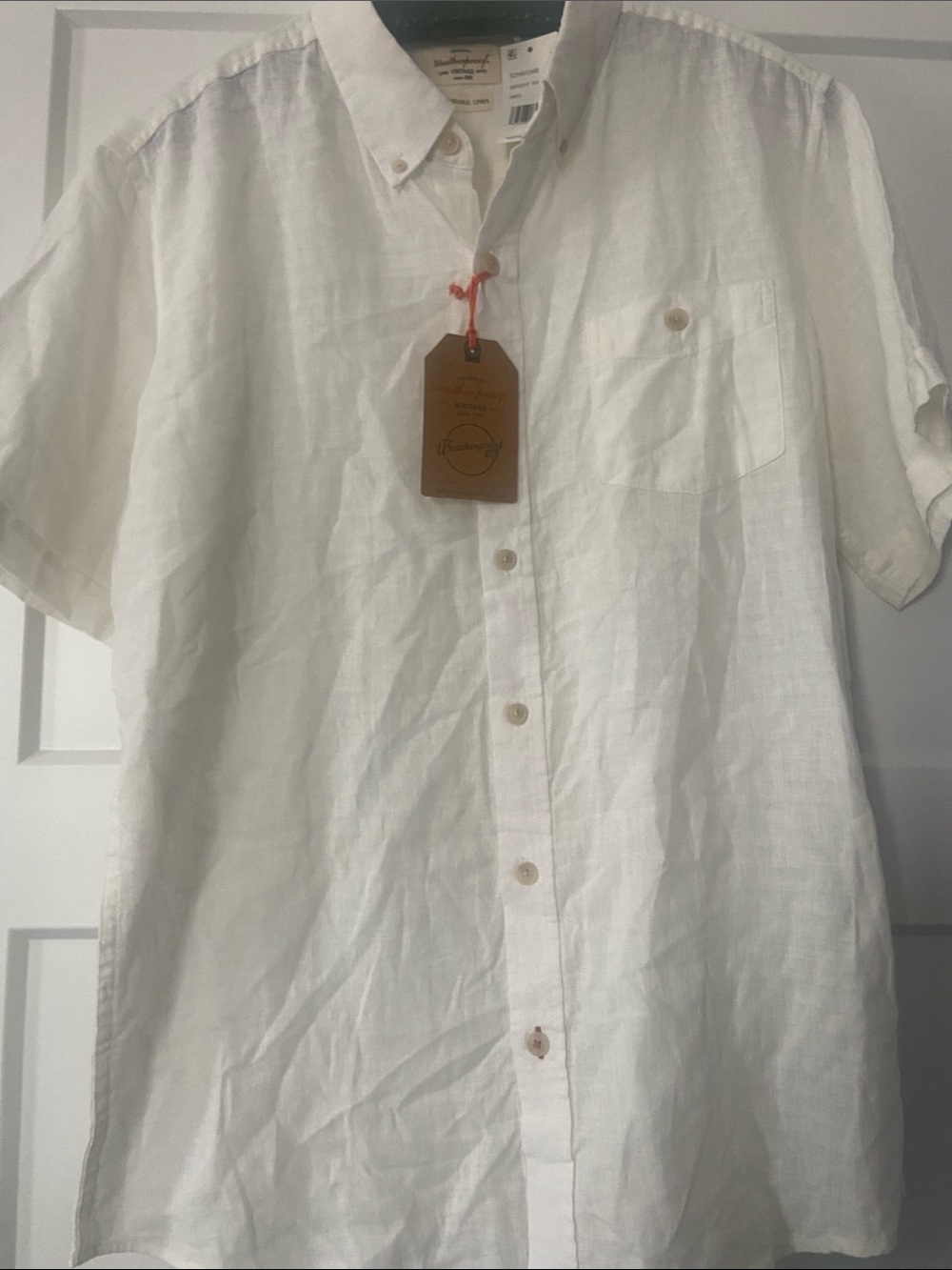 Weatherproof Bright White Washable Linen Button-Down Shirt - Men’s - Picture 5 of 7